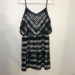 Express Spaghetti Strap Black & White Batik Dress
